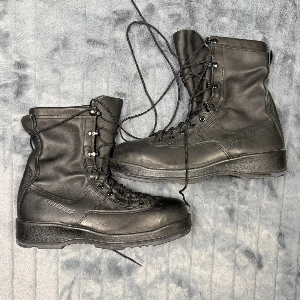 Belleville 800 ST Mens Black Leather Gore-Tex Steel Toe Navy Flight Boots 12 R